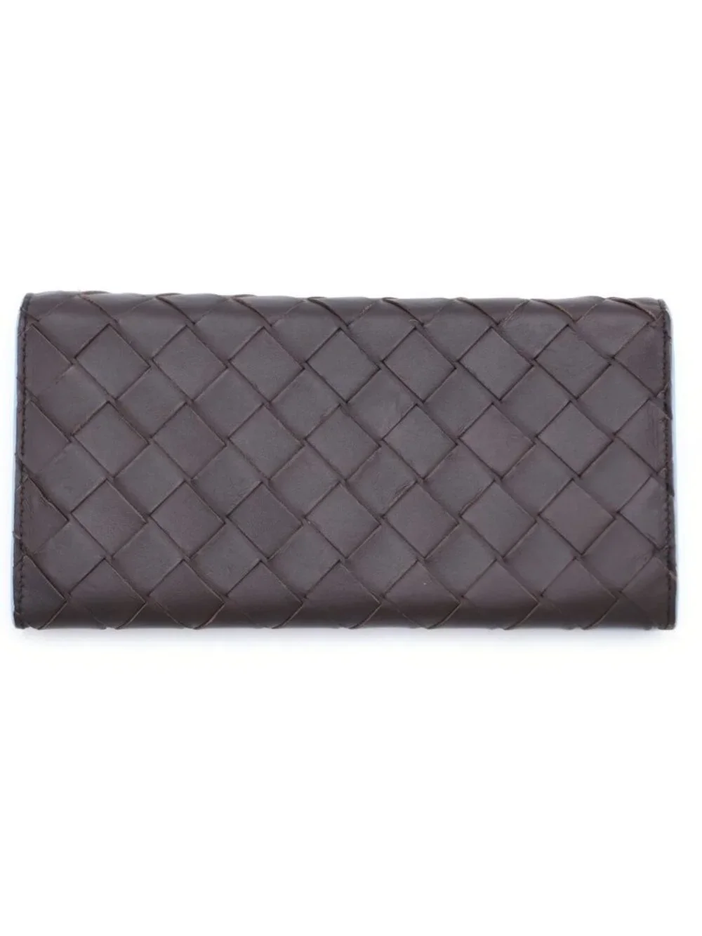 Bottega Veneta Intrecciato Wallet Card Case Brown Light Blue Leather